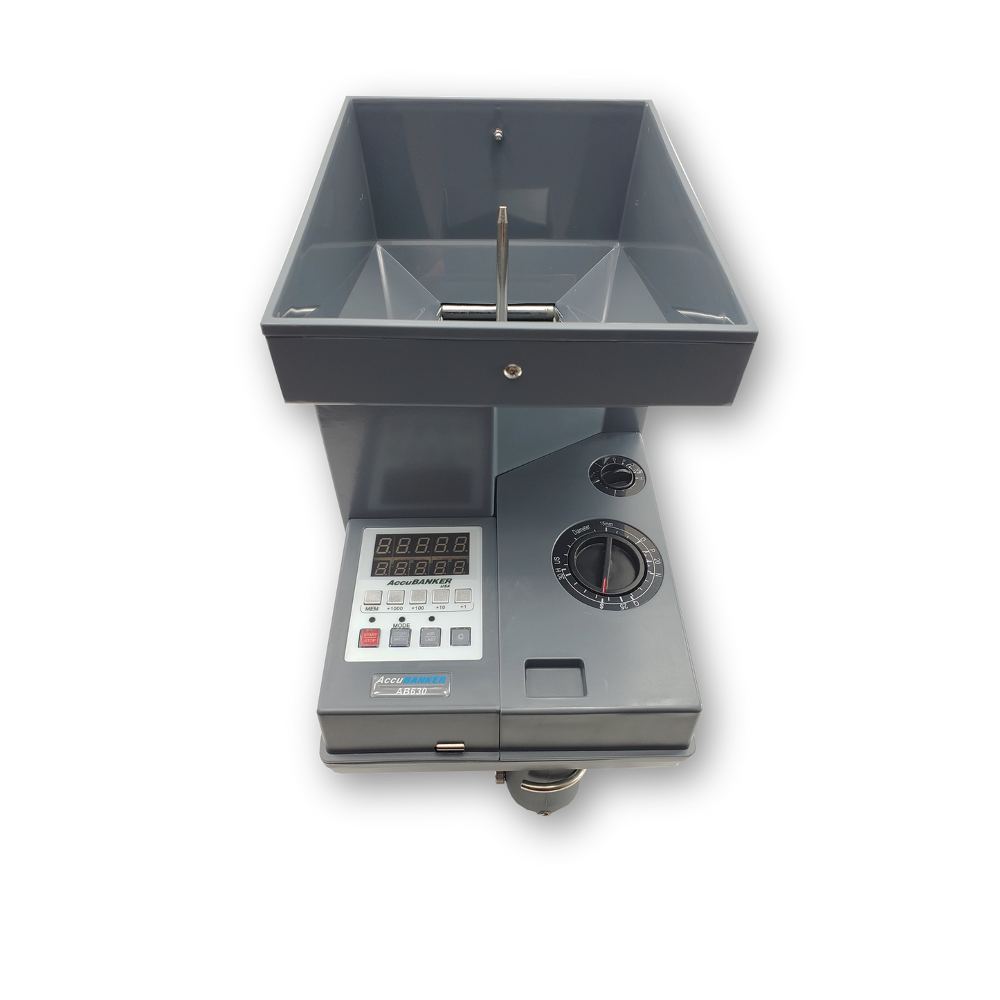 .webp Contadora de monedas AB630 AccuBANKER Vista superior frontal