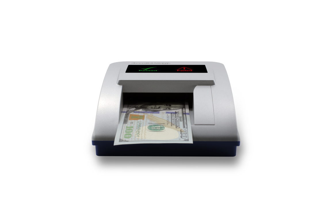 .webp Detectora de billetes falsos D470 AccuBANKER Vista frontal inferior