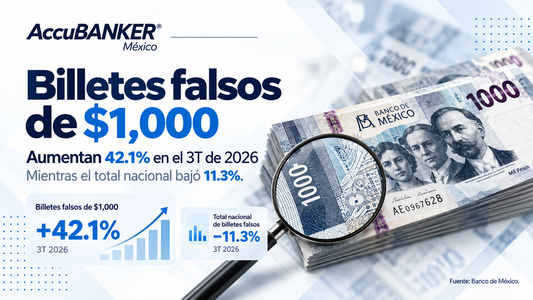 Billetes falsos de 1000 pesos en México: aumento trimestral de 42.1% según Banco de México en 2026.