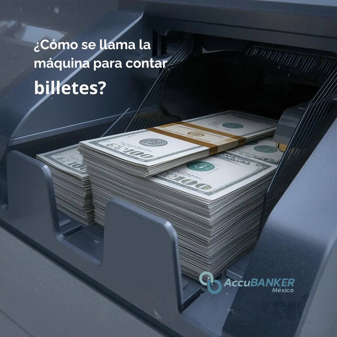Contadora de billetes AccuBANKER contando billetes para evitar recibir un billete falso en el negocio.