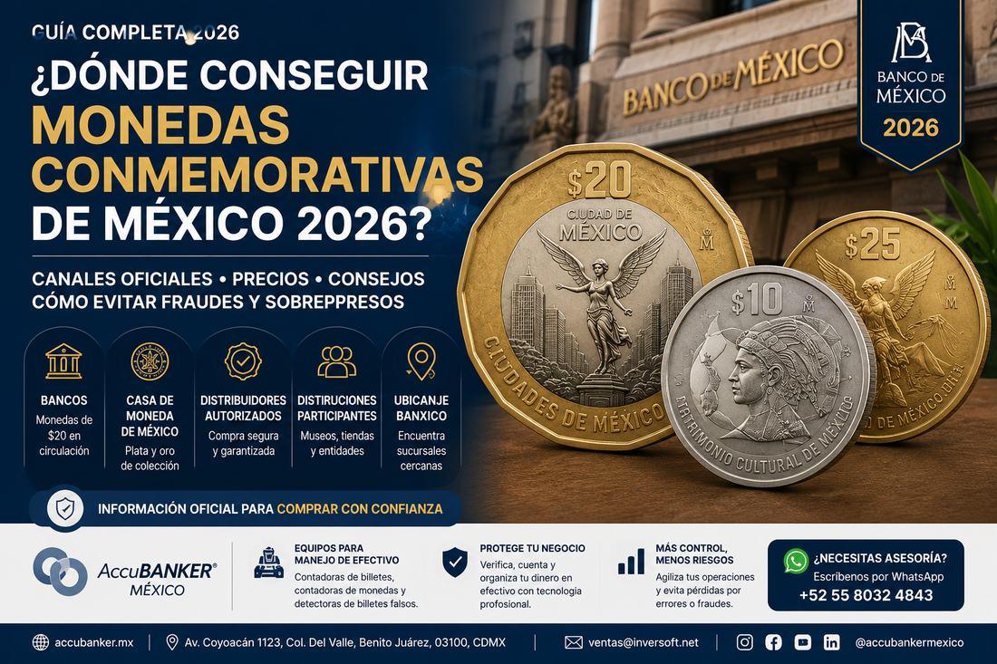 dónde conseguir monedas conmemorativas México 2026 Banxico Guía AccuBANKER México