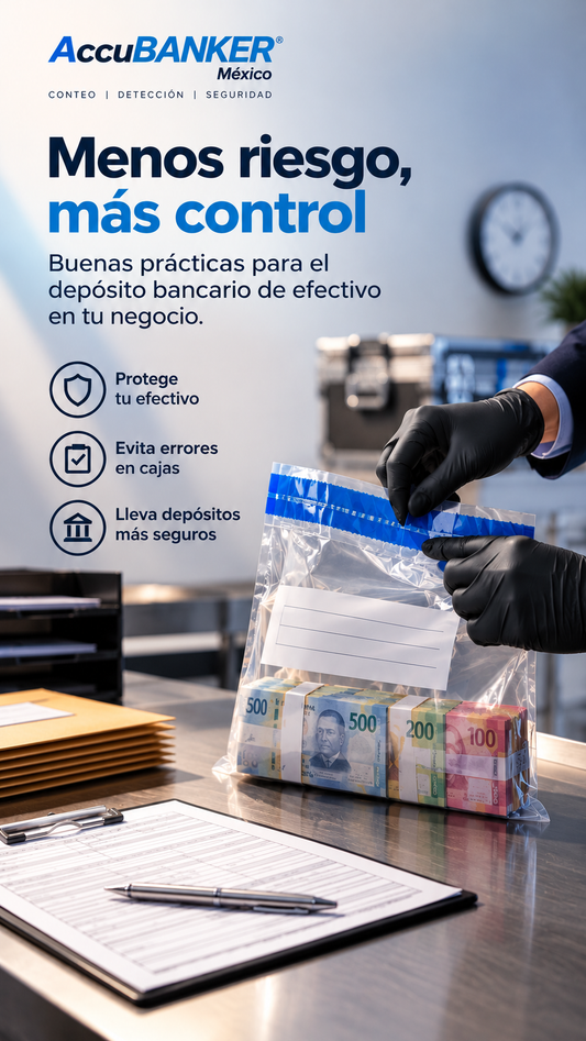 Entrega documentada de una bolsa de efectivo, con bitácora y fajos de billetes ilustrativos.