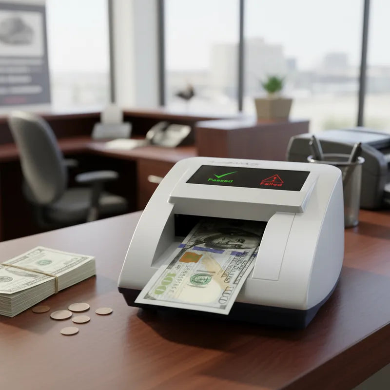 Contadora de billetes con detector de billetes falsos AccuBANKER para negocios en México