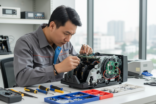 Servicio técnico de contadora de billetes en CDMX revisando billetes de peso mexicano en AccuBANKER México.