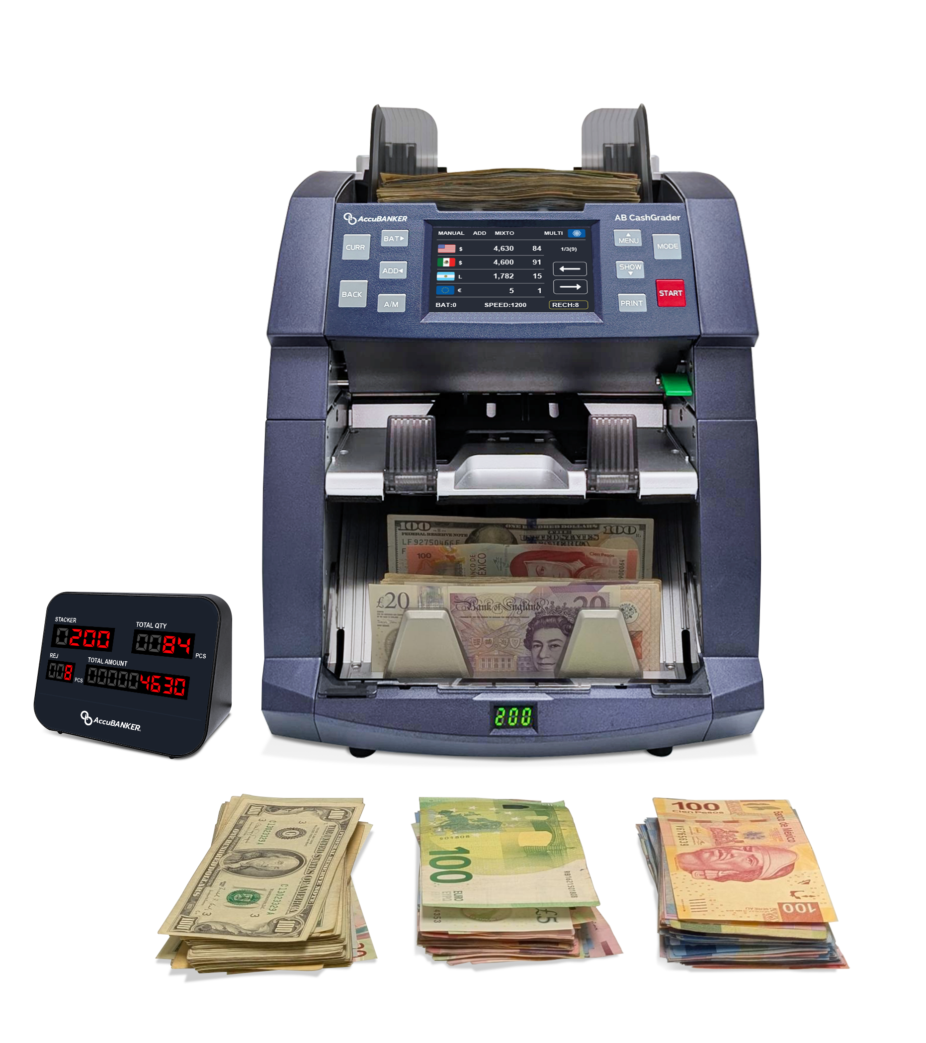 Contadora fitness de Billetes Mixtos AB8000 AccuBANKER