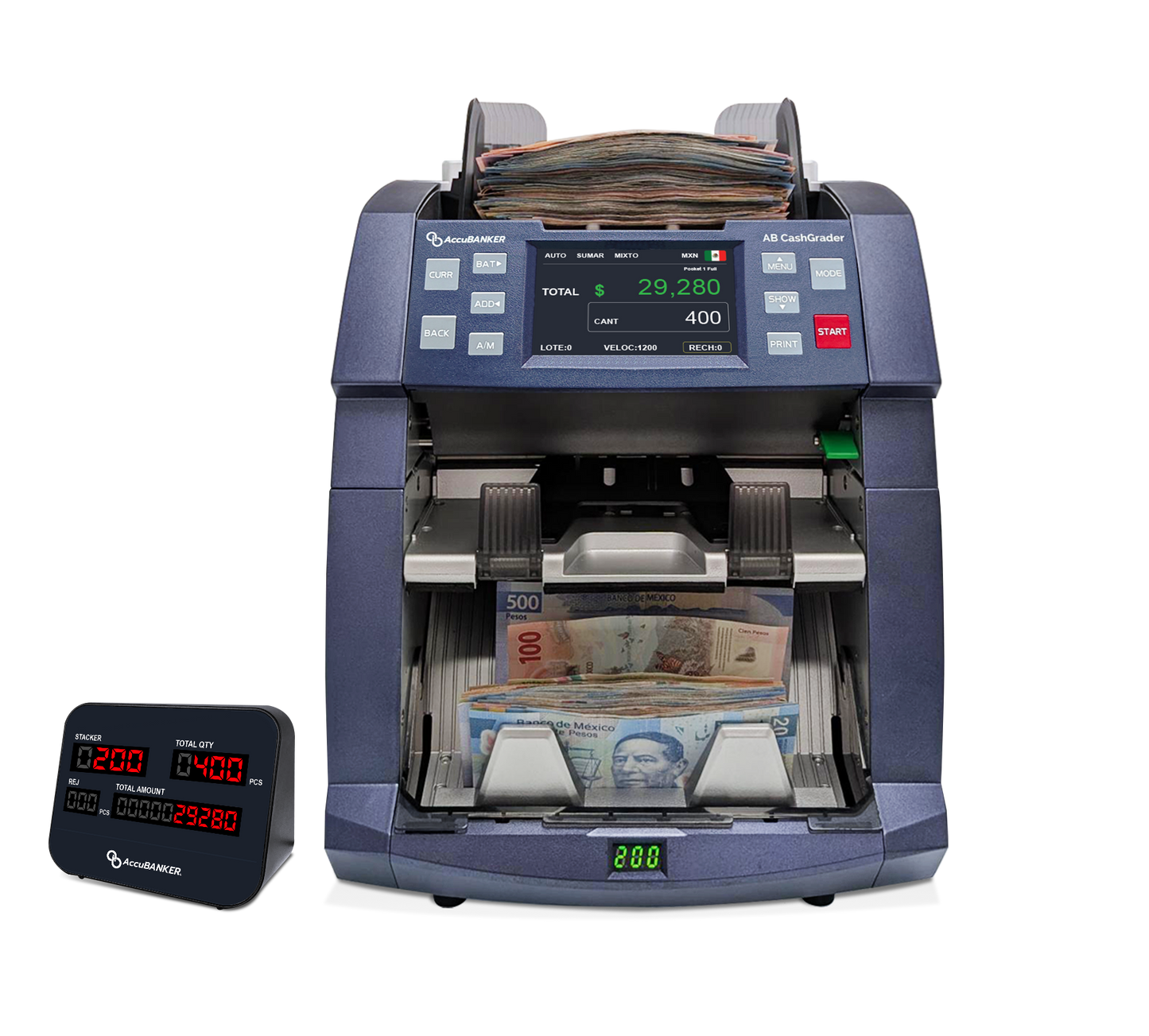 Contadora fitness de Billetes Mixtos AB8000 AccuBANKER