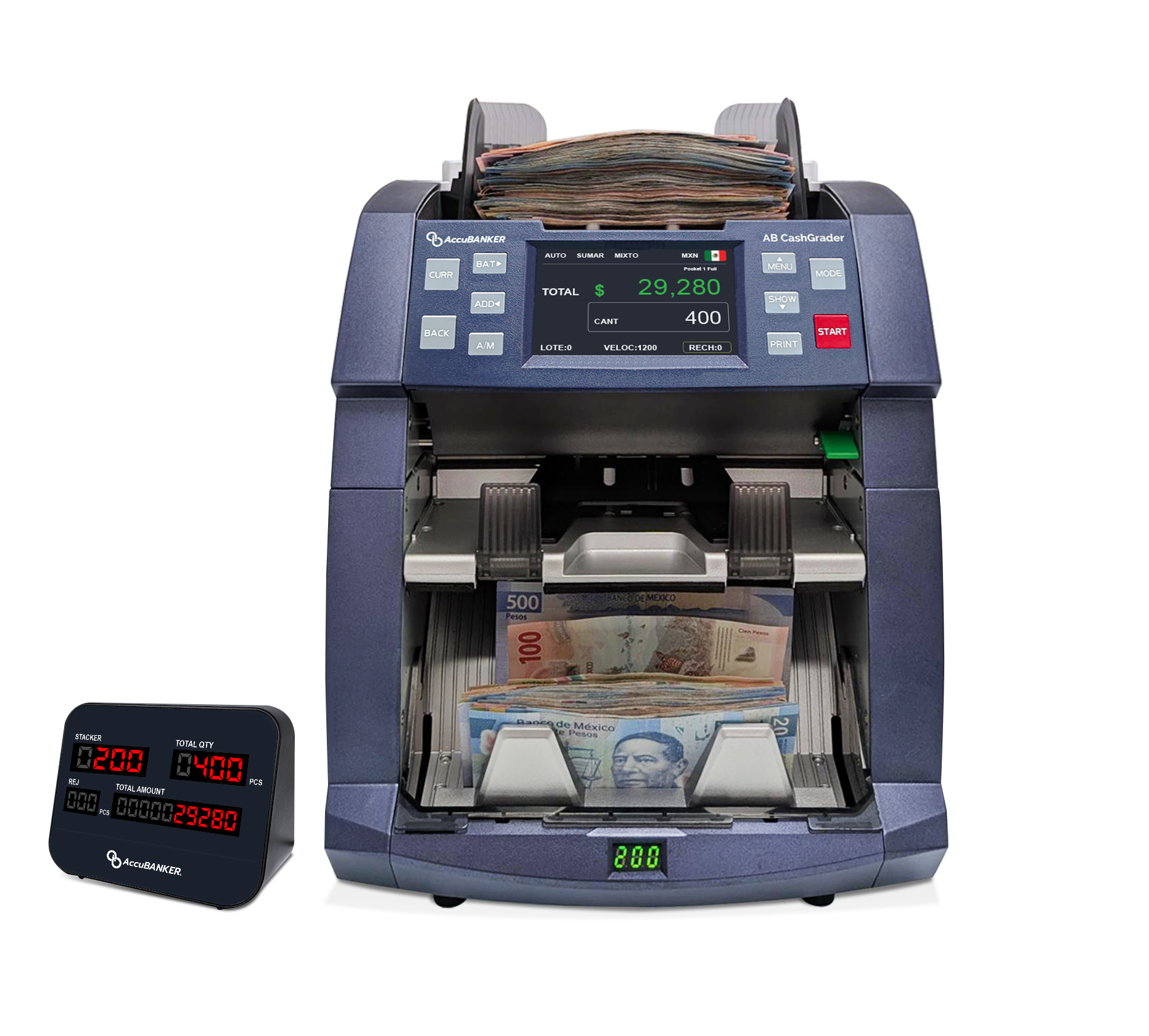 Contadora fitness de Billetes Mixtos AB8000 AccuBANKER