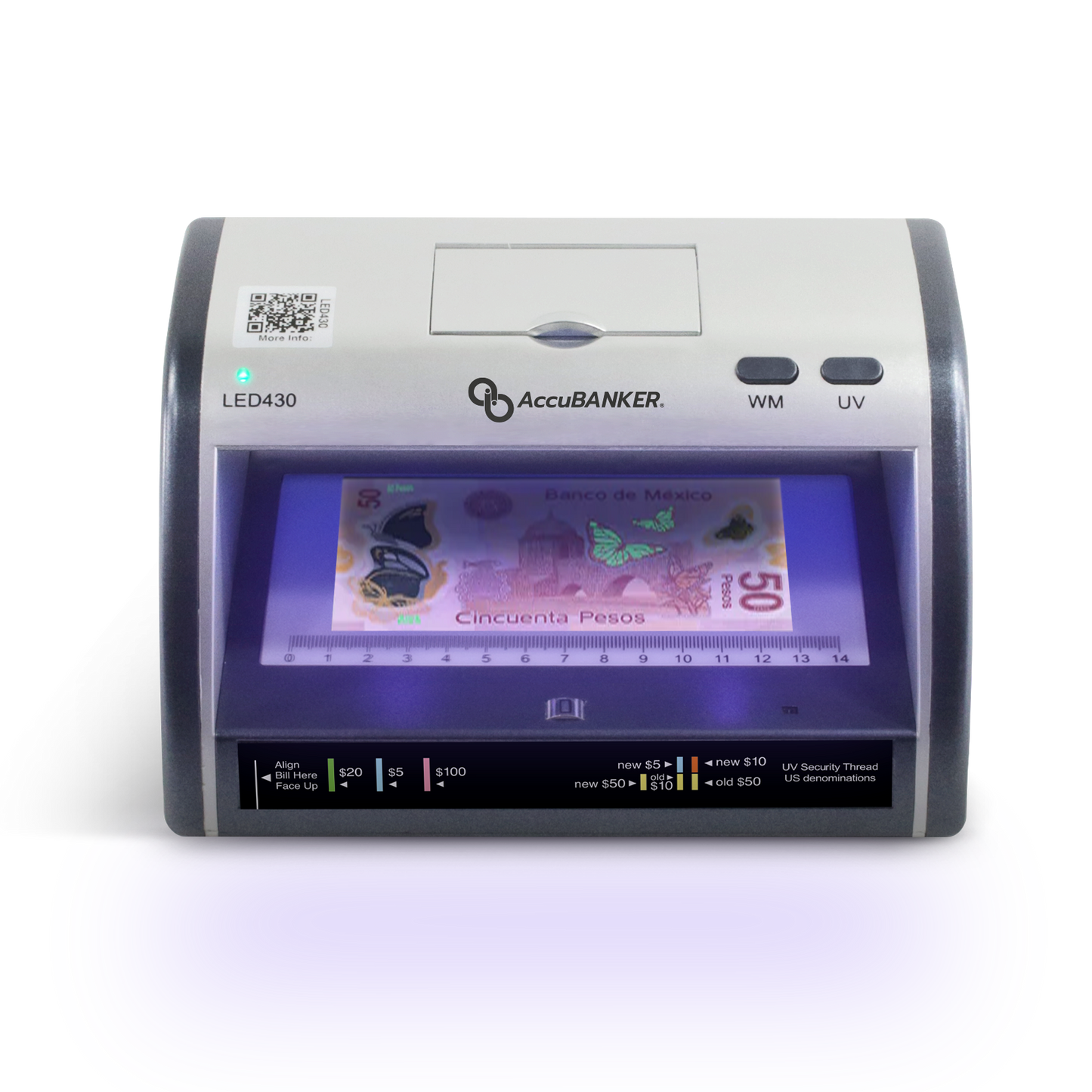 Detector Manual de billetes falsos, LED con Lupa LED430